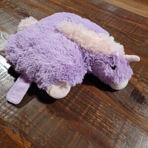 Pillow Pets Peewees PURPLE PINK UNICORN Foldable Plush Pillow 12"